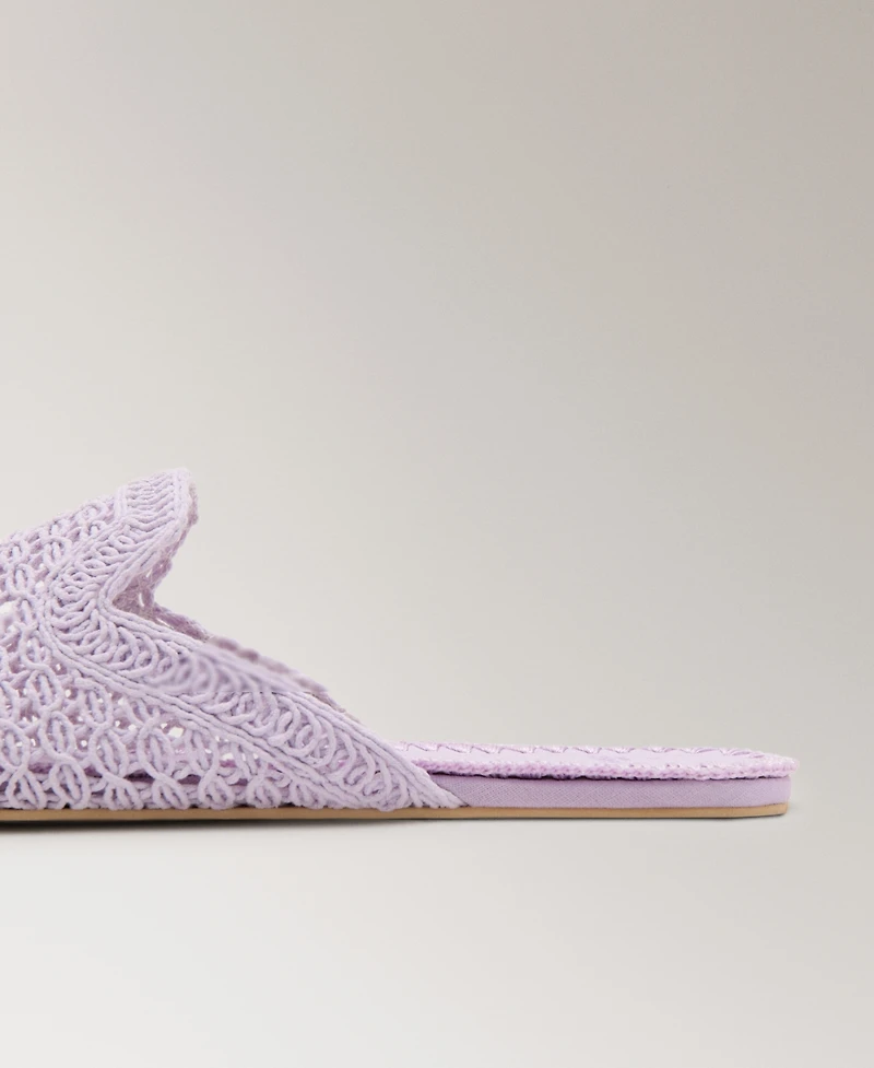 Mango Women's Crochet Mule Slippers