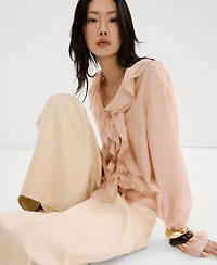 Mango Women's Ruffled Lyocell Blouse