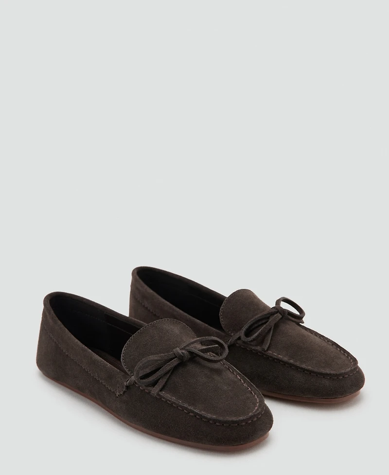 Mango Women's Bow Suede Moccasins