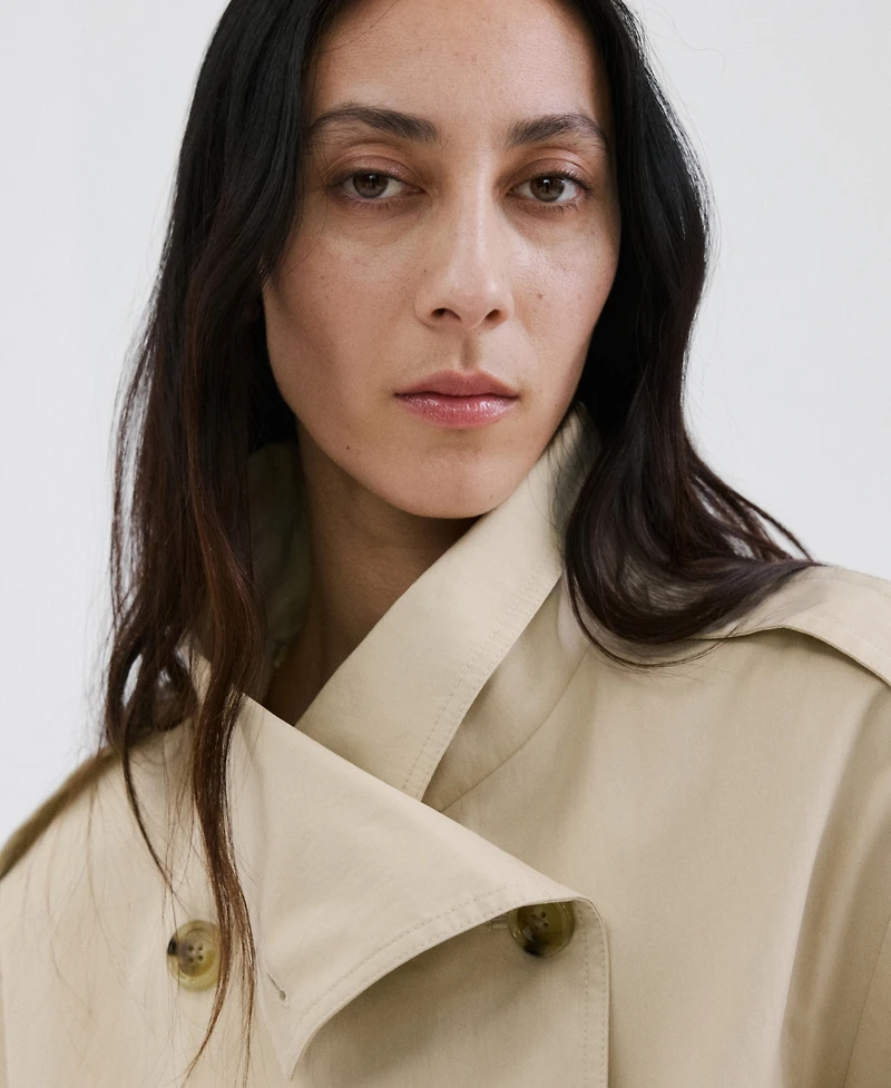 Mango Women's Funnel-Neck Cropped Trench Coat