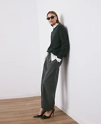 Mango Women's Straight-Fit Pleated Pants