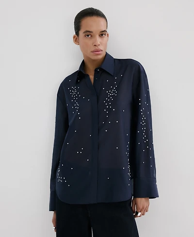 Mango Women's Rhinestones Lyocell Shirt