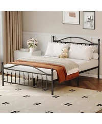 gaomon King Metal Platform Bed Frame with Decorative Headboard & Footboard, Heavy Duty Steel Slats, Underbed Storage