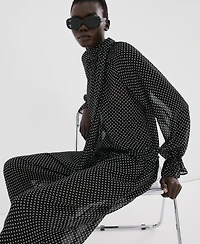 Mango Women's Polka-Dot High-Neck Blouse