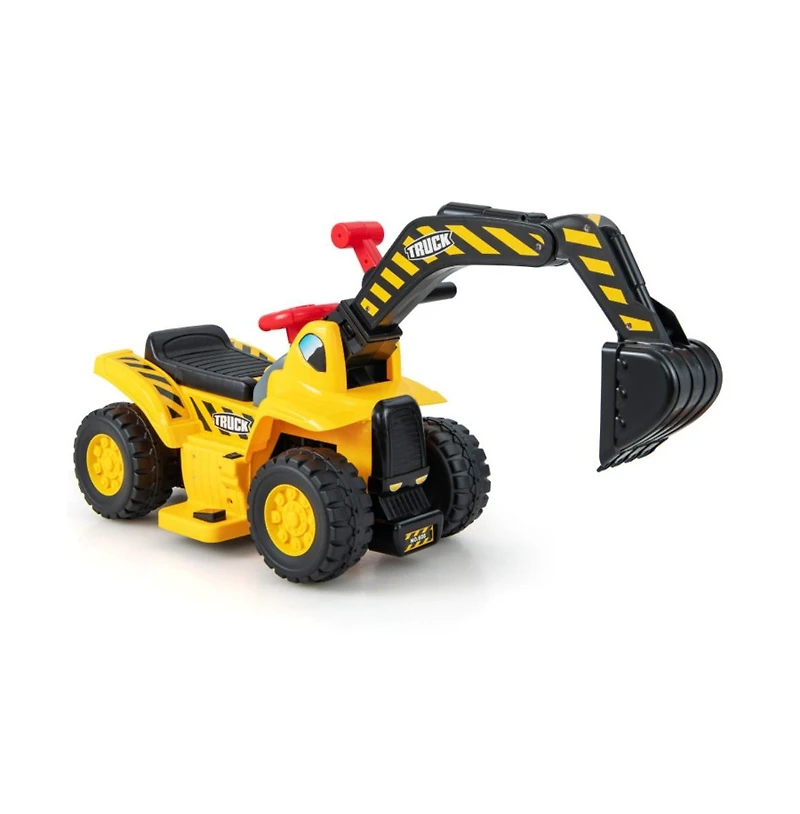 Hongge 6V Kids Ride On Excavator Fun Digger with Folding Basketball Hoop