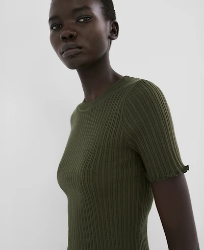 Mango Women's Ribbed Knit T-Shirt