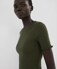 Mango Women's Ribbed Knit T-Shirt