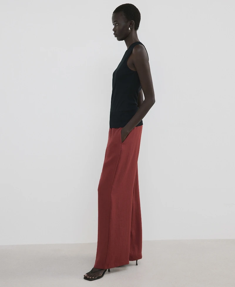 Mango Women's High-Waist Palazzo Pants