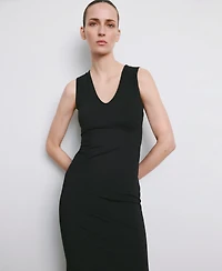 Mango Women's Fitted V-Neck Dress