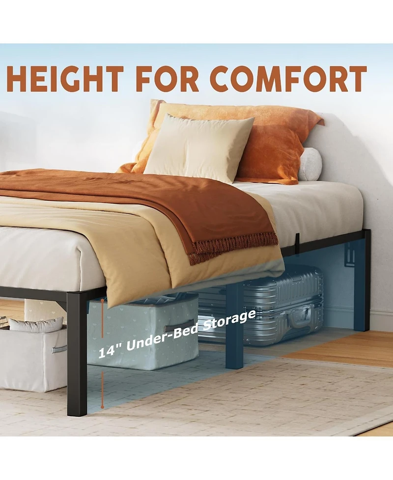 gaomon Metal Bed Frame, 16" High Platform, Heavy Duty Steel, No Box Spring.