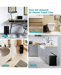 Home Zone Living 4 Gallon Slim Stainless Steel Kitchen Trash Can with Step Pedal and Soft Close Lid