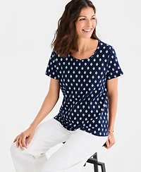 Style & Co Women's Printed Short-Sleeve Scoop-Neck Top, Macy's Exclusive