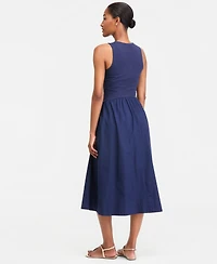 On 34th Women's Curved-Waist Mixed-Media Midi Dress, Macy's Exclusive
