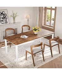gaomon 78" Industrial Dining Table for 6-8, Heavy Duty Metal Legs, Wood Top, Chamfered Corner, Dining, Living Room