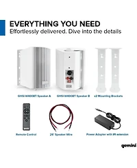 Gemini Ghsi-W400BT-pr-wht 4" Waterproof Outdoor Bluetooth Speakers (2024)
