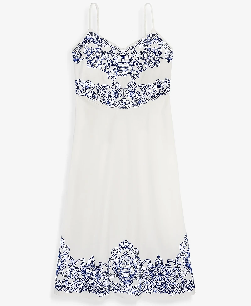 On 34th Women's Linen Blend Solid Cutwork Tank Midi Dress, Macy's Exclusive