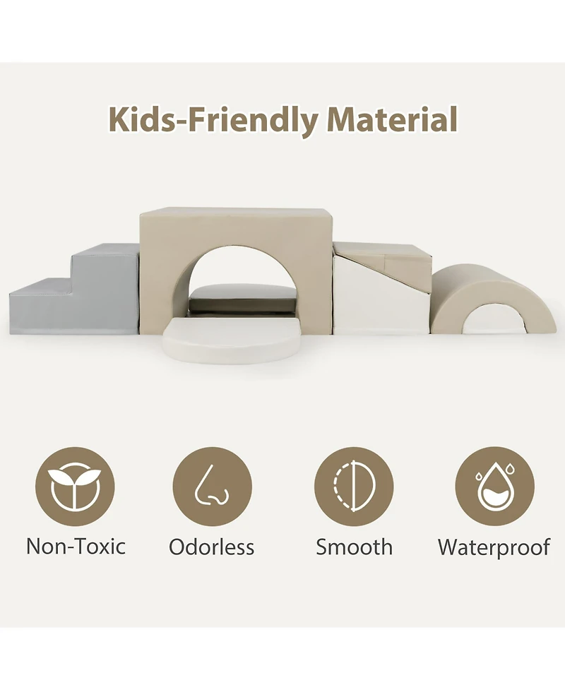 Mecale 7-Piece Toddler Climbing Blocks Set, Soft Pu Foam for Safe Indoor Play and Early Motor Development