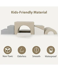 Mecale 7-Piece Toddler Climbing Blocks Set, Soft Pu Foam for Safe Indoor Play and Early Motor Development