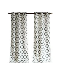 Kate Aurora Extra Long Fallon 2 Piece Sheer Lattice Design Grommet Top Window Curtain Panels - 112 in.