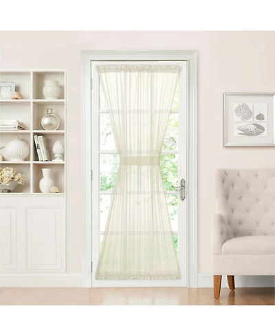 Kate Aurora Country Home Beige Sheer Voile Door Curtain Panel With Tieback
