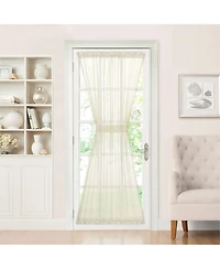 Kate Aurora Country Home Beige Sheer Voile Door Curtain Panel With Tieback