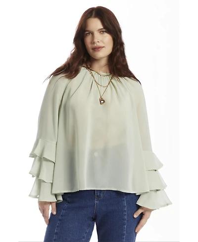 June & Vie Women's Ruffled Chiffon Blouse