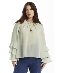 June & Vie Women's Ruffled Chiffon Blouse