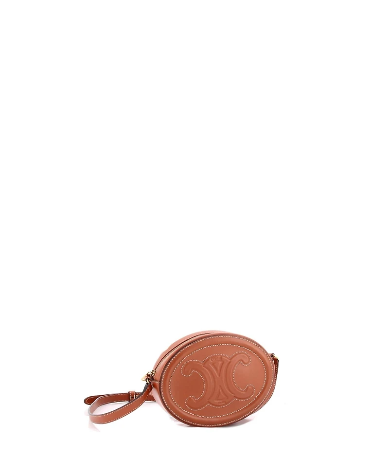 Pre-Owned Celine Mini Triomphe Oval Crossbody Bag Leather