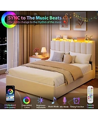 gaomon Led Bed Frame with Storage Headboard & Drawers