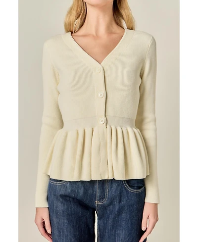 English Factory Women's Peplum Knit Long Sleeve Vest