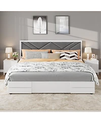 gaomon Led Bed Frame with Storage Headboard & Drawers