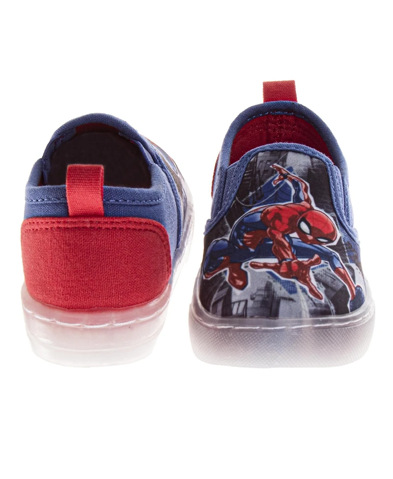 Spider-Man Big Boys Marvel Spiderman Slip On Canvas Easy Wear NoLace Design Everyday Casual Comfortable Fit