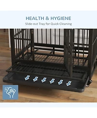 Aostirmotor 36" Heavy Duty Metal Dog Cage – Double Door Kennel with Lockable Wheels & Removable Tray
