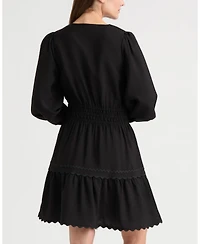 Ellen Tracy Women's Long Sleeve Dress with Flounce Hem