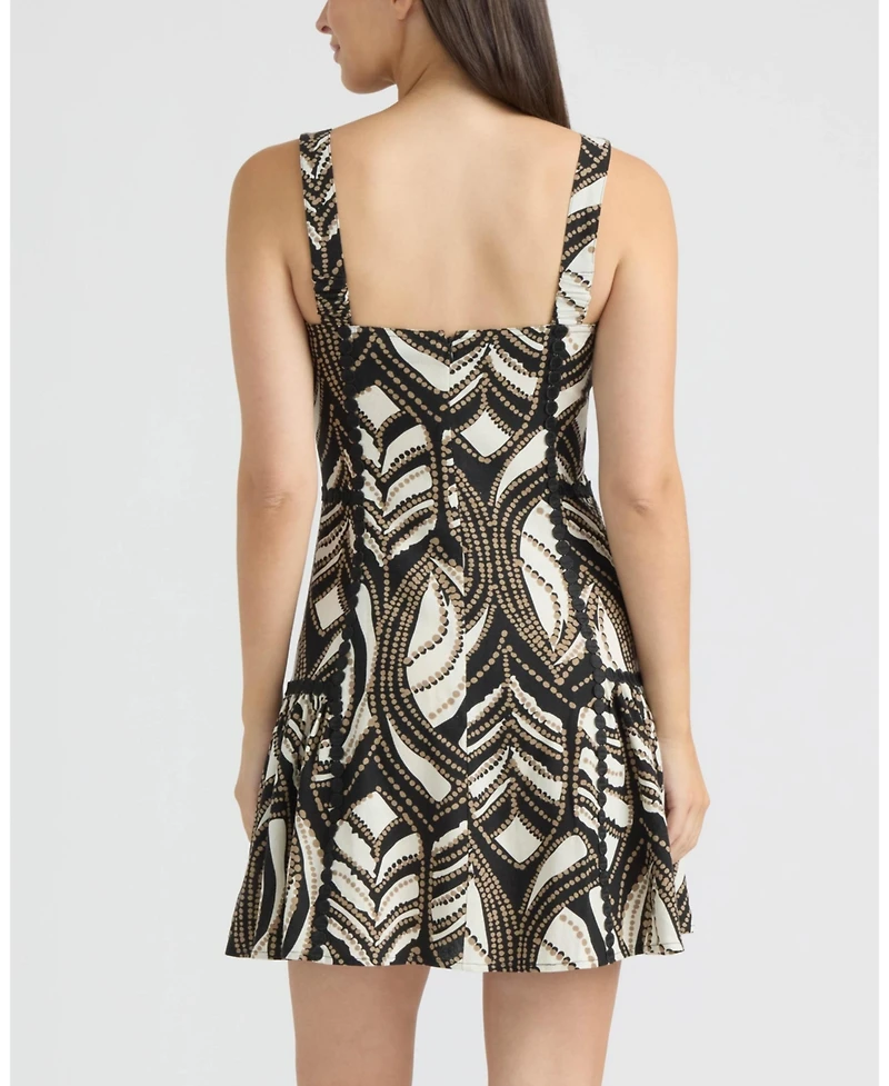 Ellen Tracy Women's Linen Dotted Lace Trim Dress