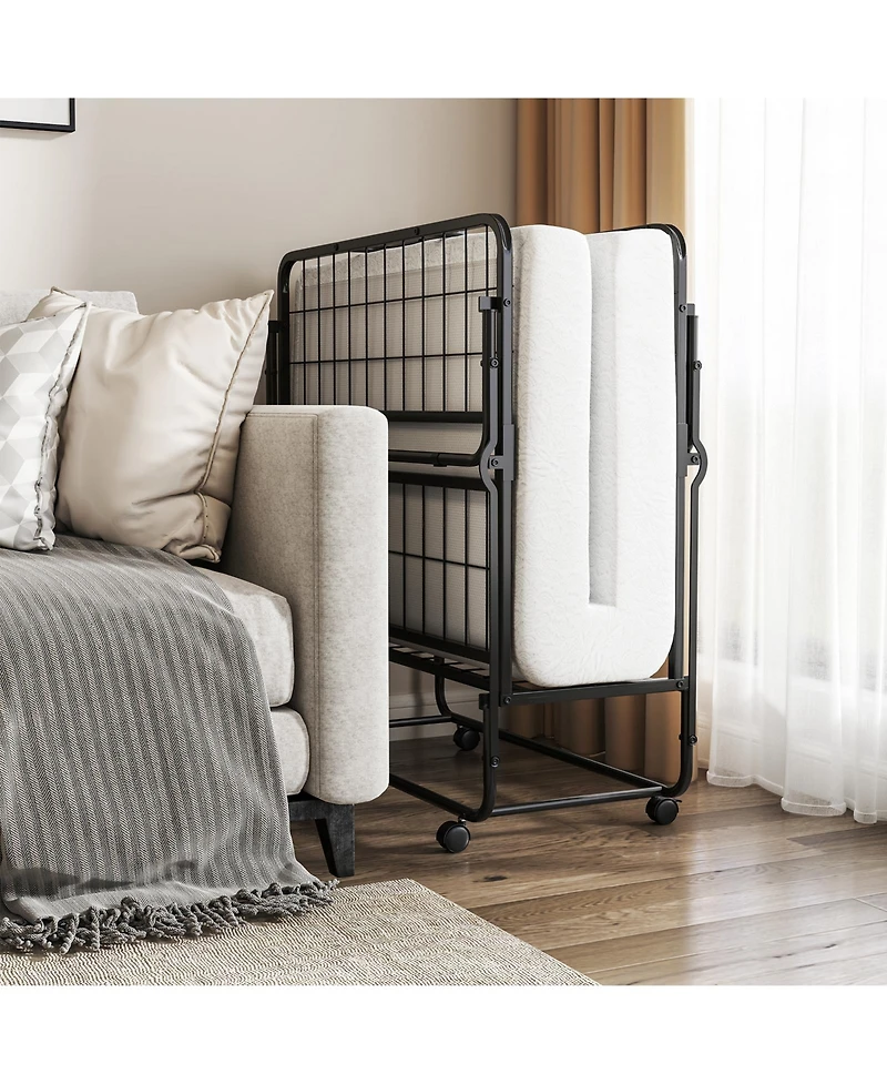 Sugift Twin Size Folding Bed with Memory Foam Mattress and Heavy-duty Metal Frame