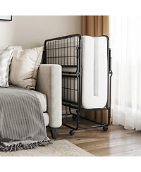 Sugift Twin Size Folding Bed with Memory Foam Mattress and Heavy-duty Metal Frame