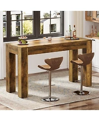 Tribesigns 63" Rectangular Dining Table, Rustic Wooden Kitchen Table with 4 Sturdy Legs