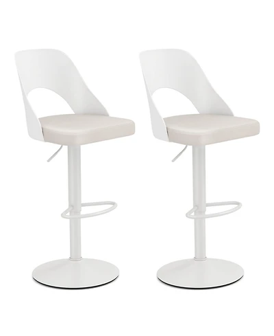 Slickblue Set of 2 Pu Leather Bar Stools with Wide Padded Seat