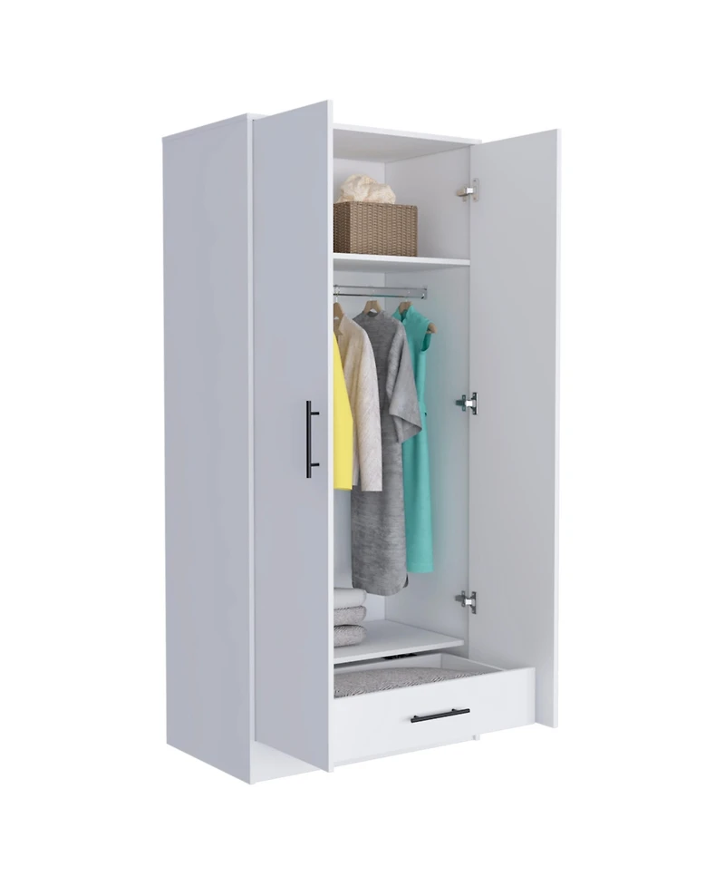 flynama 180 Beery Armoire Bedroom Storage Organizer 71 Inch High with Hanging Rod and Drawer