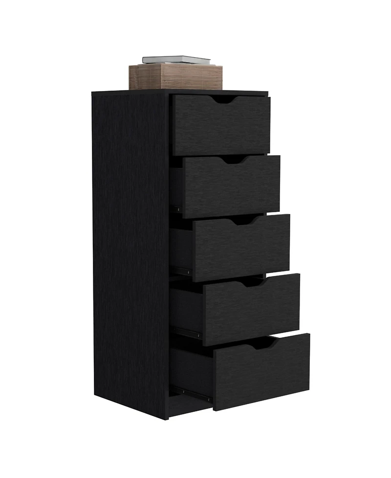flynama Black 5-Drawer Tall Dresser with Pull-Out Storage System