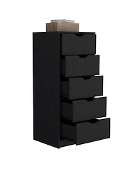 flynama Black 5-Drawer Tall Dresser with Pull-Out Storage System