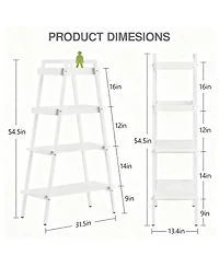 Yigii Ladder Shelf 4 Tier Wood Metal Frame Bookshelf Display Plant Stand Storage