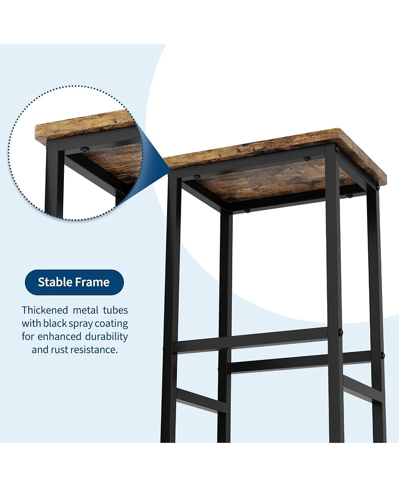 gaomon Counter Height Dining Table Set with Storage & 2 Bar Stools, 3-Piece Wooden Kitchen Table for Small Spaces