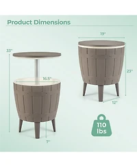 Gymax 10 Gallon Cooler Bar Table w/ Telescopic Tabletop 3-in-1 Coffee Table Ice Bucket