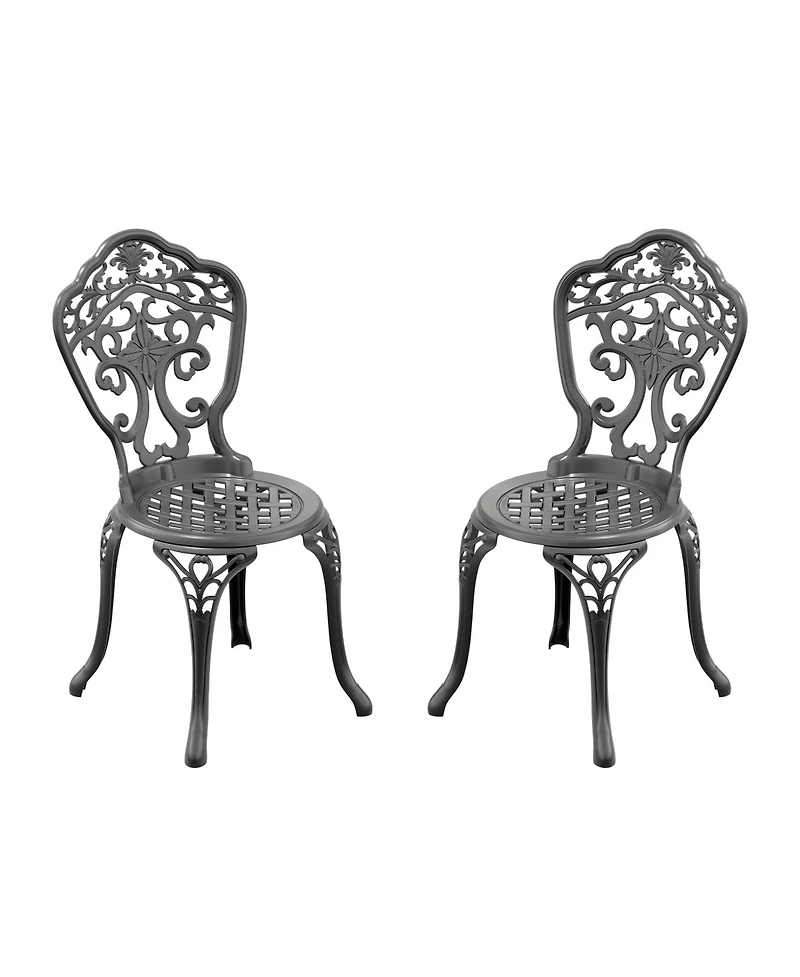 Clihome 2Pcs Patio Dining Chair Cast Aluminum Bistro Chairs with Frame