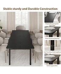 gaomon Dining Table for 6-8, Wave Edge, Thick Mdf Top, Metal Frame, Waterproof