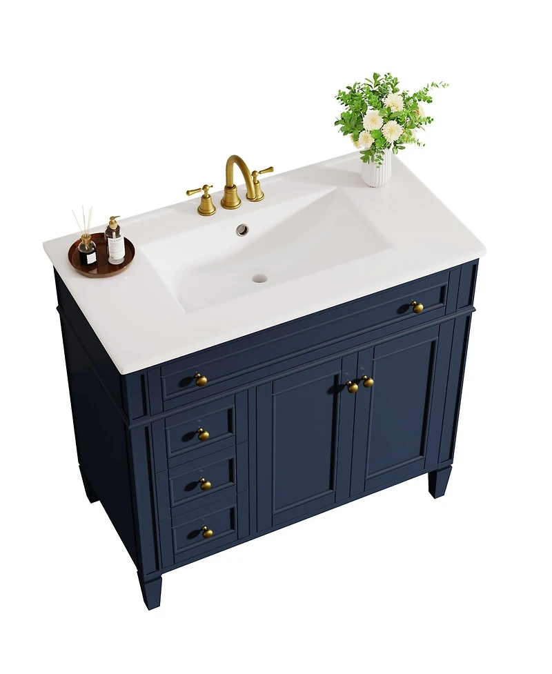 Tribesigns Modern Bathroom Vanity with Sink, Freestanding Vanity Cabinet with 3 Drawers, Storage Cabinet & Ceramic Undermount Basin