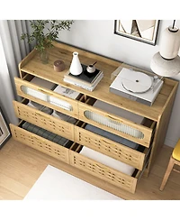flynama Modern 6 Drawer Dresser Engineered Wood Cabinet Handle Free for Bedroom Living Room Closet