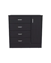flynama Modern 5 Drawer Dresser Solid Wood Cabinet with Metal Handles for Bedroom Home Office Hallway